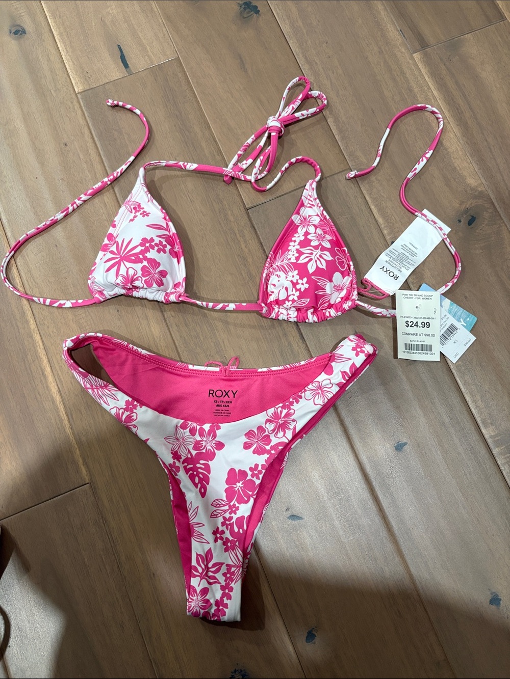 Roxy Pink & White Floral String Bikini